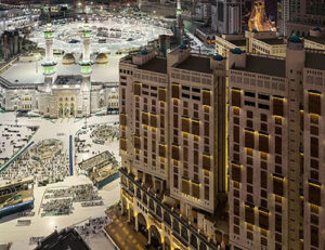 Hotel room with a view of the city in makkah