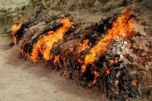 Visit the Yanar Dag (Burning Mountain) natural gas fire